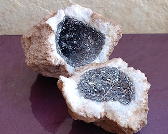 Geoda de cristal de galena rara en soporte, colección de minerales, 2,22 kg