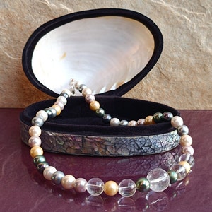 10mm 925 Silver Mallorca Pearl Necklace, Mallorca Pearls, Rounded Mallorca Pearls, Long Necklace Perls, Pearl Necklace, Gift Shell Box