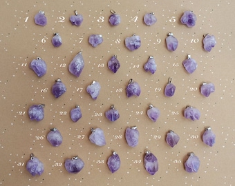 Natural Amethyst Pendant, Raw Untreated Amethyst Teeth Necklace, Natural Stone Tooth Pendant, Genuine Amethyst Gemstone, Quartz