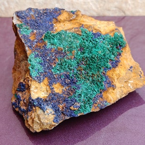 RARE Azurite Malachite Raw Stone, Natural Malachite, Azurite Stone, Malachite Cluster, Azurite Crystals on Matrix, Genuine Azurite