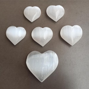 Selenite Crystal Heart, Smooth Polished Clearing Selenite Heart, Crystal Natural Stone, Polished Selenite Mineral