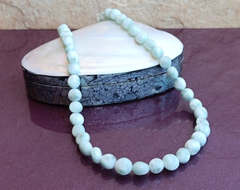Larimar 925 Silver Necklace: Natural Caribbean Gemstone