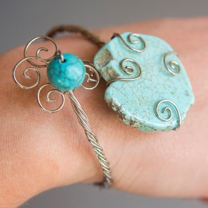 Handmade Turquoise Bracelet, Stone Bracelet, Natural Gemstone Bracelet, Mineral Bracelet, Crystal Bracelet, Charms Bracelet, Healing Stone