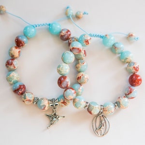 Turquoise Bracelet, Stone Bracelet, Natural Gemstone Bracelet, Mineral Quartz Bracelet, Crystal Bracelet, Charms Bracelet, Healing Stone