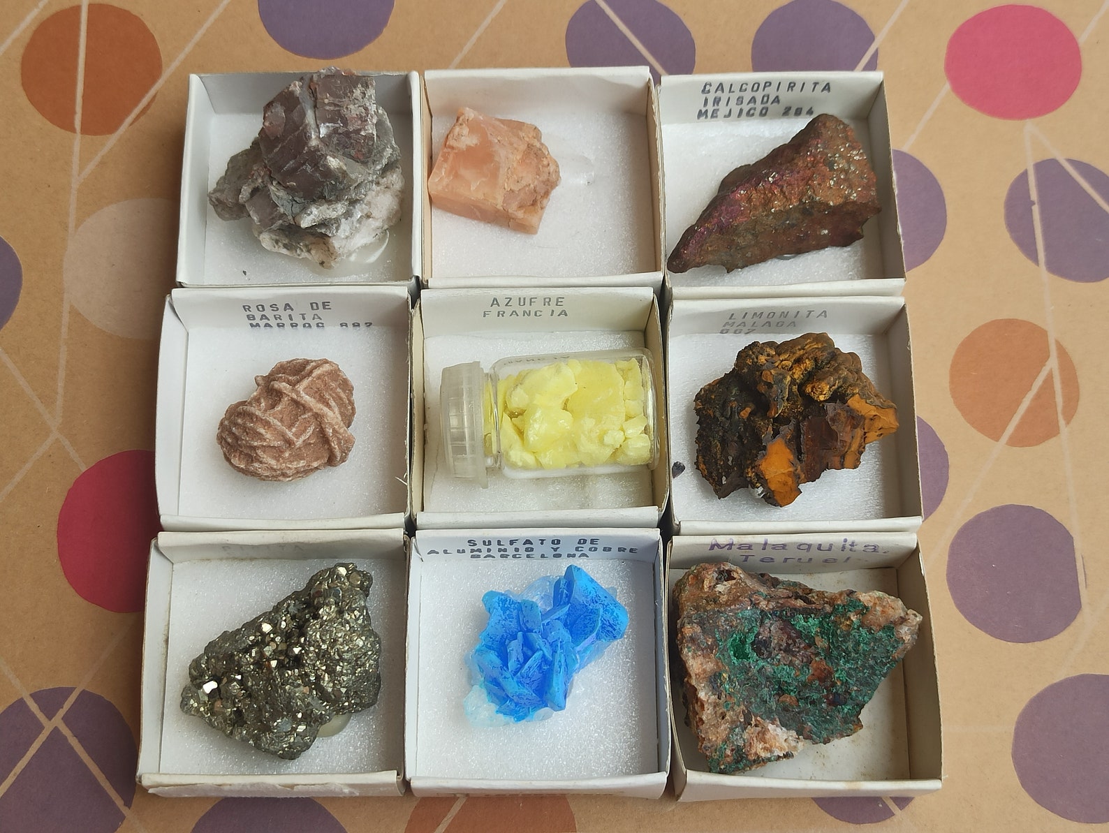 Pirita Rosa Colección de minerales SET: Azufre, Rosa del desierto, Pirita ...