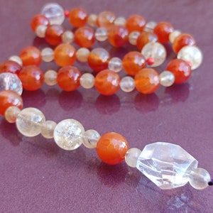 Rosary Сornelian, Red Coral, Citrine and Rock Crystal, Citrine Rosary, Сornelian Rosary, Gemstone Rosary, Handmade Rosary