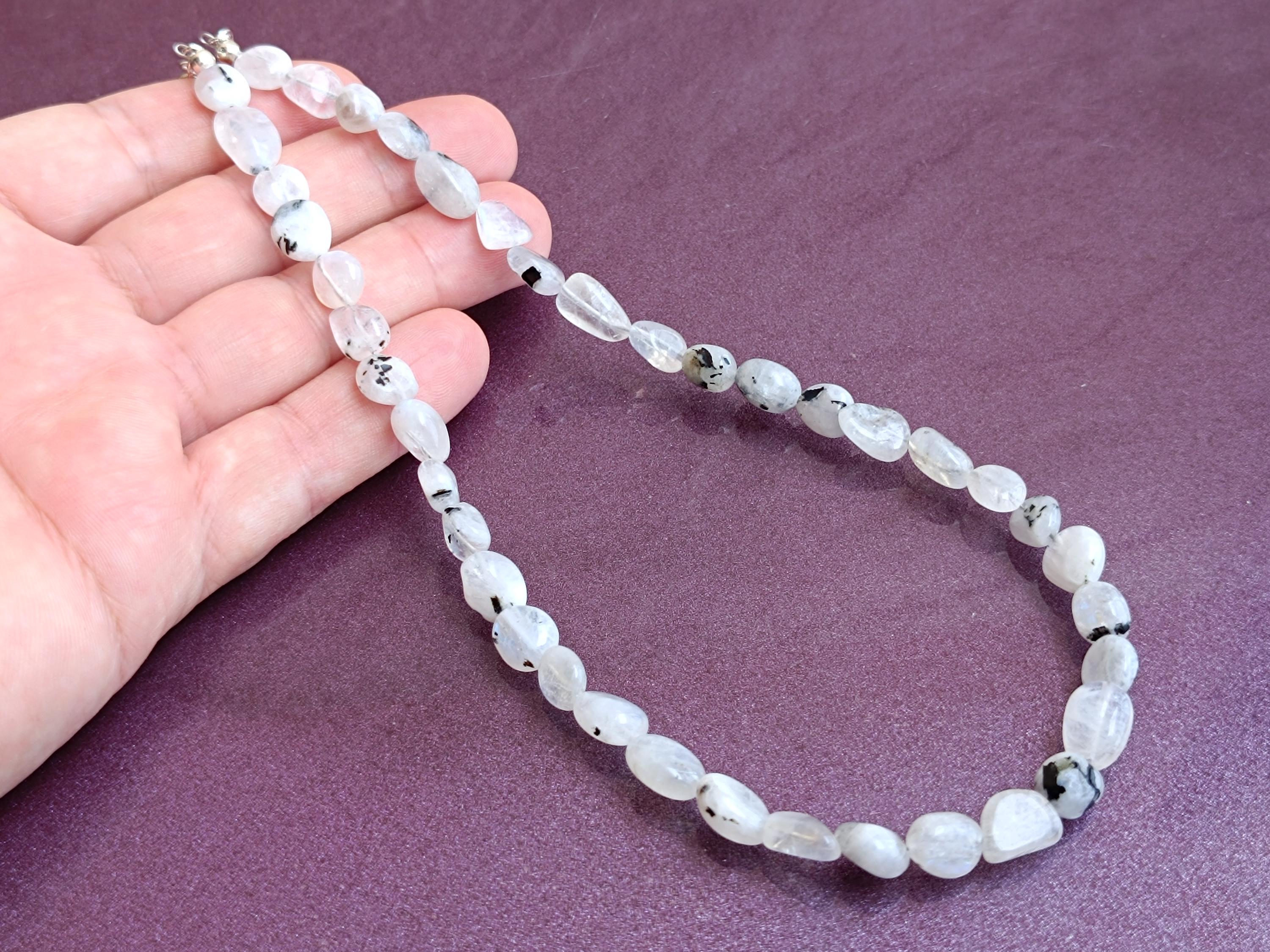 Collana In Argento 925 Con Pietra Di Luna 18'' &ndash; Fatta A Mano, Gioiello Vintage India
