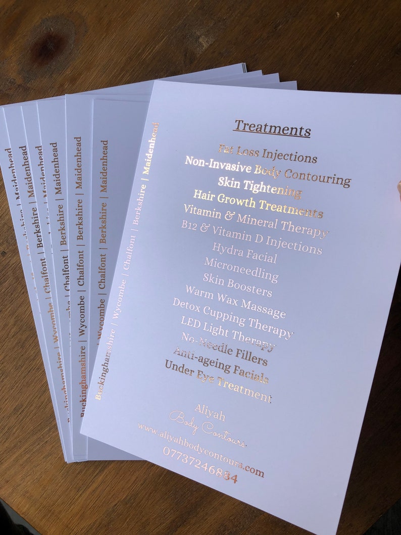 Foiled Price List Gold Foil Price List / Menu / Treatment List Etsy UK