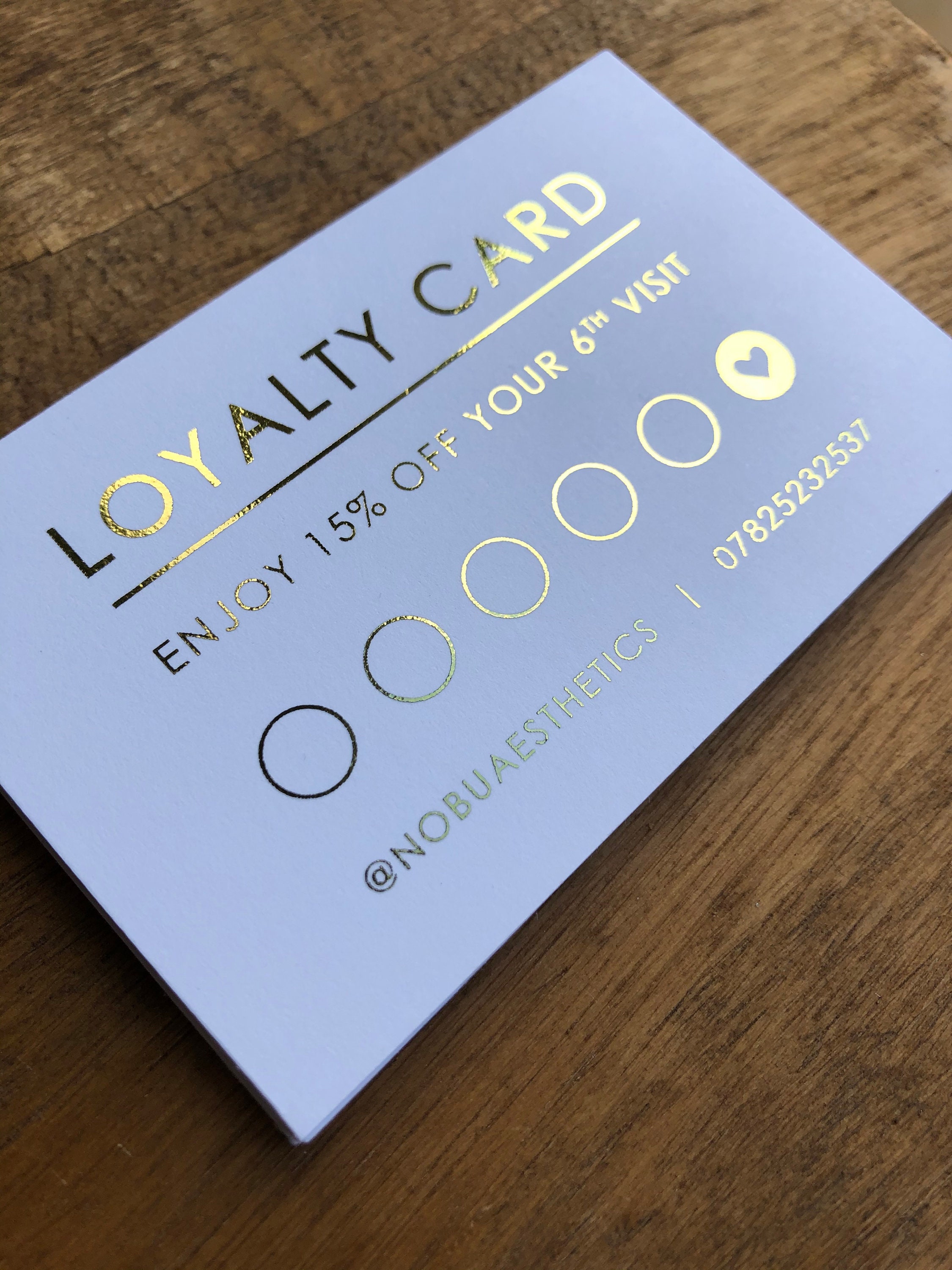 Foiled Loyalty Cards Double Sided Personalised With Logo Etsy UK