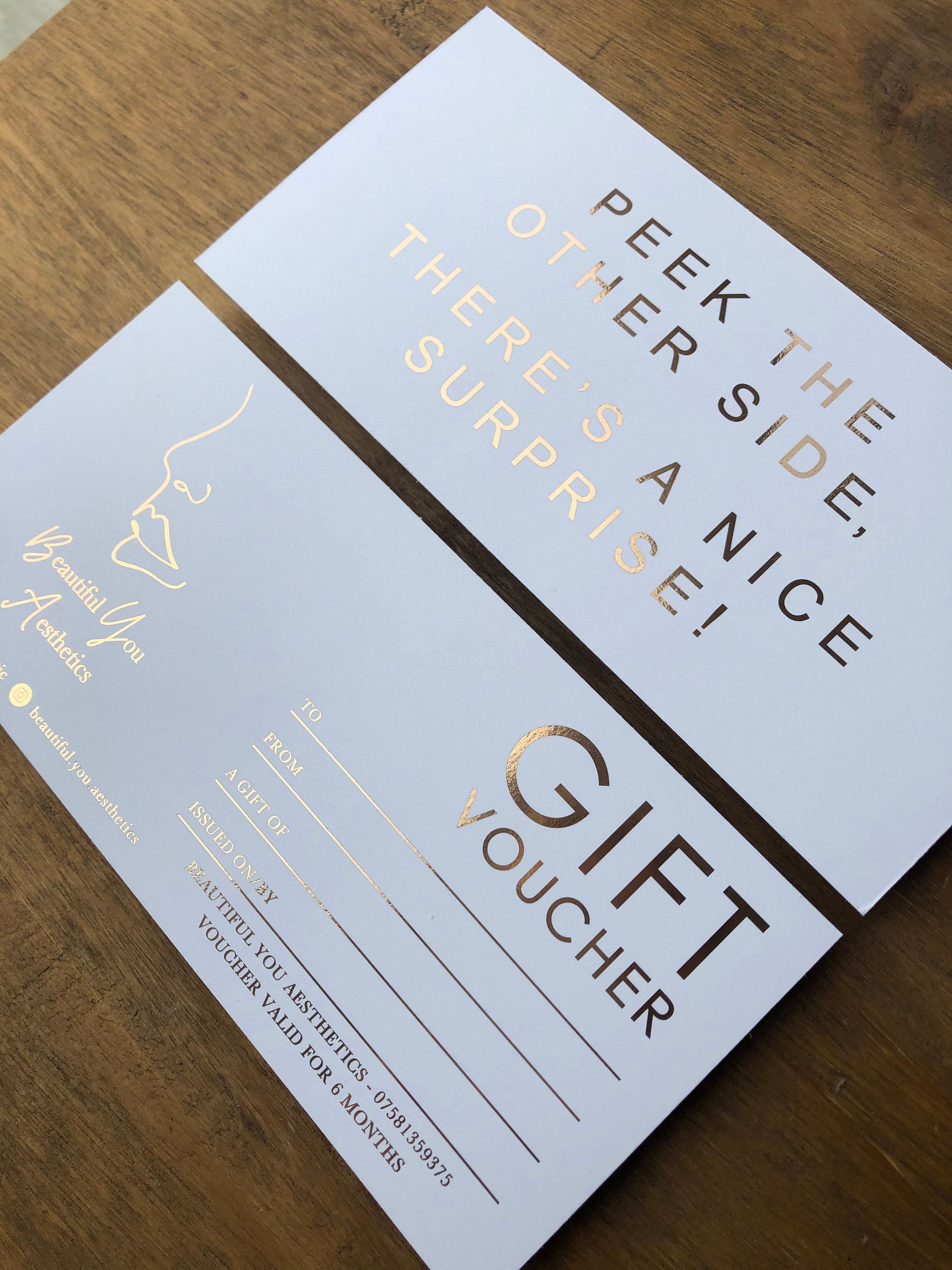 Gift Vouchers, Gift Certificate, Foiled Gift Voucher, Business Cards