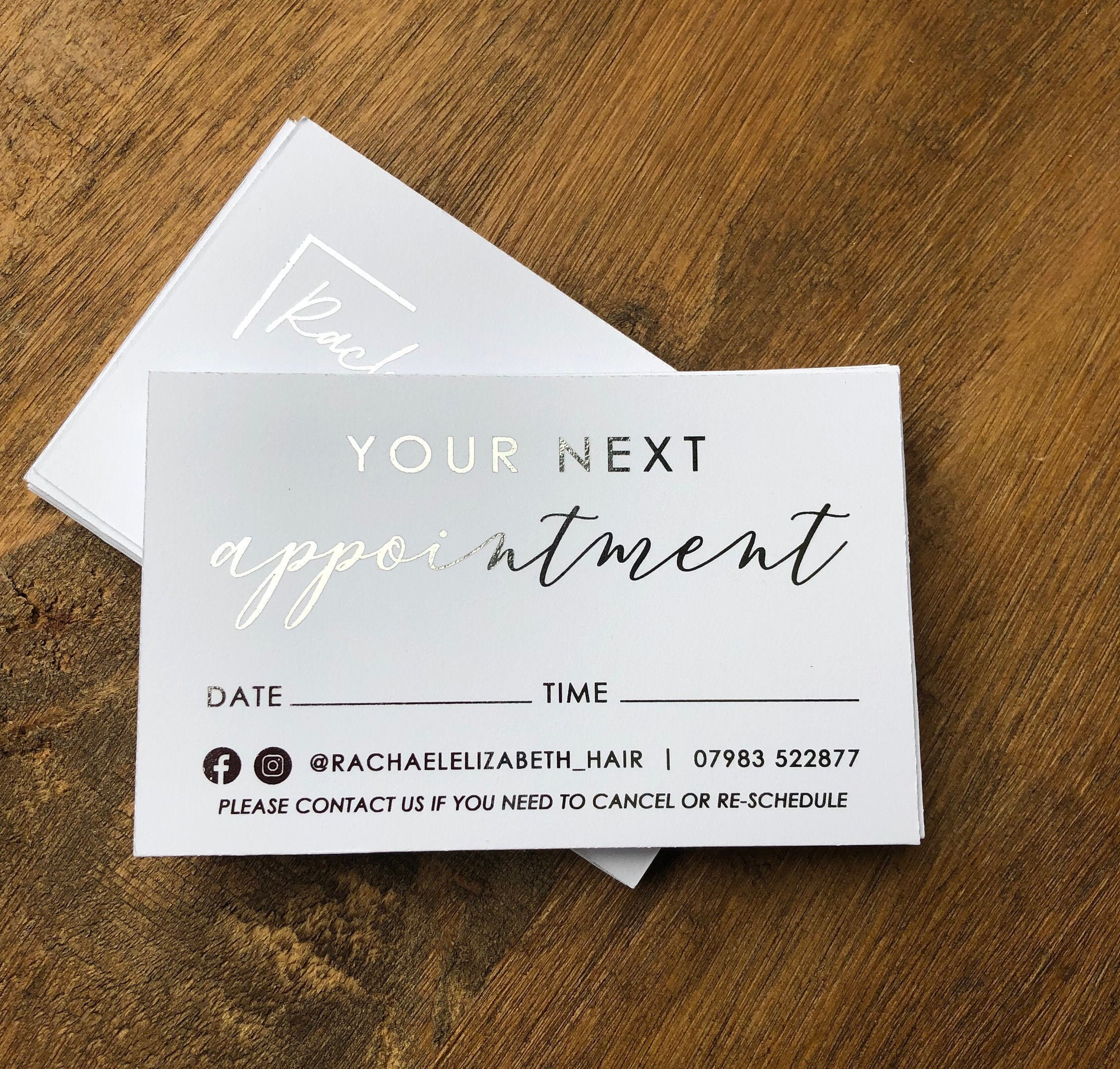 Foiled Appointment Cards double sided personalised with logo Etsy