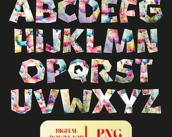 Aquarell Buchstaben und Zahlen PNG | Aquarell Alphabet PNG | Hochzeit Buchstaben Png | Png Buchstaben | Geburtstag Schriftart PNG | Buchstaben Zahlen Png