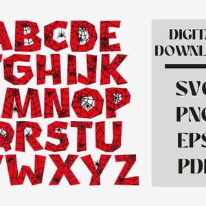 Spider Alphabet Svg/Png/Pdf/Eps | Spider Font | Spiderman Birthday | Spider Letters | Superhero Font | Spiderman Font Svg| Spider Number Svg