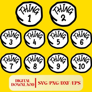 Thing 1 Svg, Dxf, Png and Eps | Kids Svg | Thing 2 Svg | Svg For Cricut | Cricut Files | Thing 3 | Thing Cut File | Thing Download
