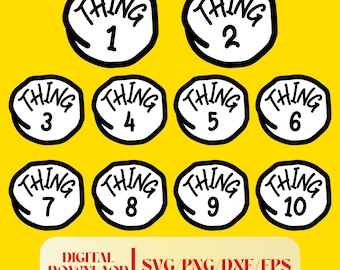 Thing 1 Svg, Dxf, Png and Eps | Kids Svg | Thing 2 Svg | Svg For Cricut | Cricut Files | Thing 3 | Thing Cut File | Thing Download