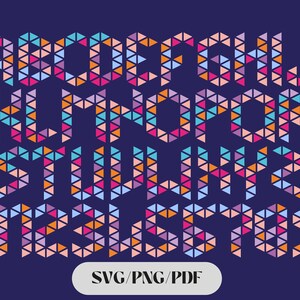 Colorful Alphabet SVG, PNG, PDF Geometric Letters & Numbers Triangles ...