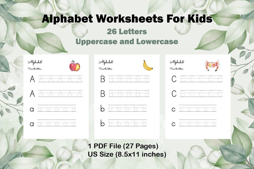 Alphabet Practice Worksheets: Preschool Learning (PDF) - Etsy
