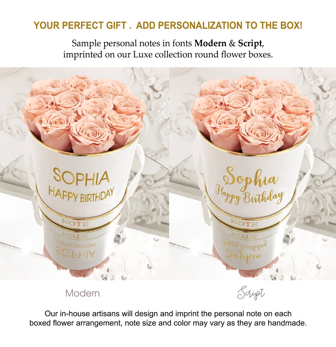 Personalized Forever Roses Everlasting Boxed Flower . Birthday