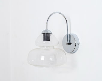 Minimalist Modern Bedside Sconce, Contemporary Home Decor Wall Lamp, Wavy Glass Wall Light, Vintage Sconce with Plug-In, Luxury Wall Lamp