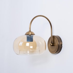 Hallway Wall Lamp, Retro Glass Shade Sconce, Mid-Century Modern Wall Light, Vintage Sconce with Glass Shade, Art Deco Bathroom Wall Sconce