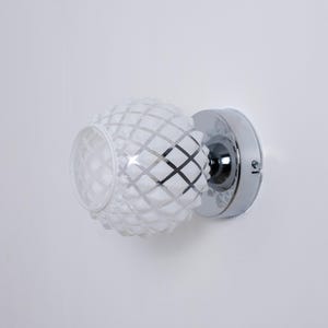 Aplique de cristal moderno con forma de globo, aplique de cristal blanco único, aplique de pared pequeño para tocador, aplique de pared con enchufe, aplique de pared contemporáneo