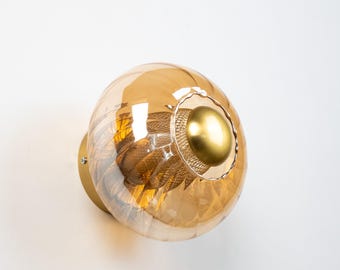 Chic LED Wall Lighting, Modern Bedroom Sconce, Amber Glass Art Deco Living Room Wall Lamp, Unique Plug-In Sconce, Contemporary Wall Lighting