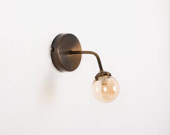 Handcrafted Glass Globe Wall Sconce, Modern Minimalist Light Fixture, Bedside Entryway Lighting,Bathroom Vanity Lamp, Hallway Decor