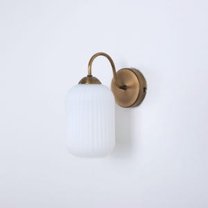 Modern Farmhouse Vanity Wall Lamp, Minimalist Vintage Sconce for Bedroom, Ribbed Glass Bedside Wall Lighting, Home Decor Plug-In Wall Lamp