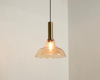 Handcrafted Amber Glass Pendant Light, Modern Minimal Ceiling Lamp,Modern Glass Pendant Light, Minimalist Ceiling Lamp, Kitchen Island Light