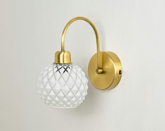 Diamond-Cut Glass Wall Lamp, Unique Home Decor Wall Lighting Fixture, Bedside Sconce, Plug-In Wall Lighting, Mid-Century Modern Wall Sconce