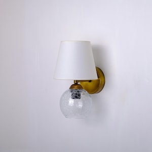 Lámpara de pared moderna de doble luz, lámpara de noche única, aplique de pared de vidrio, aplique de pantalla de tela, lámpara de pared rústica, aplique enchufable