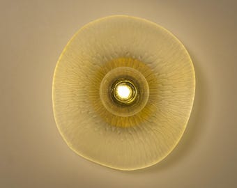 Modern Glass Wall Sconce, Handcrafted Wall Light, Unique Bedside Lamp, Textured Glass Wall Fixture, Contemporary Glass Globe Wall Light