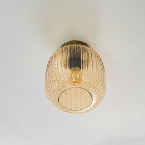 Flush Mount Ceiling Light, Mid Century Modern Ceiling Light, Reeded Glass Ceiling Lamp, Industrial Ceiling Light, Kitchen Flush Mount Lamp