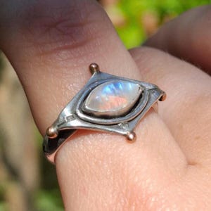 Harlequin - moonstone marquise ring