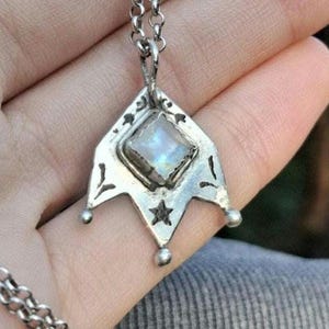 Mojave Star, moonstone enamel unqiue boho hippie pendant