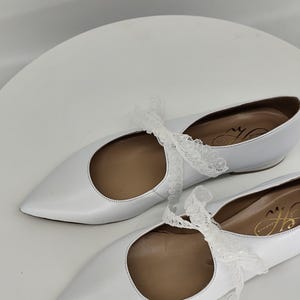 White wedding Flats, Women&#39;s Bridal shoes, Handmade White Leather Flat,  Wedding Ballet Pumps, D&#39;Orsay flats, Ballerina shoes