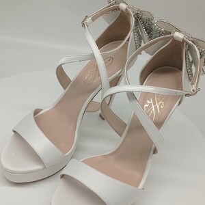 White Satin  Wedding Dress  Platform Shoes,  Wedding Shoes With Rninestones,  Platform Wedding Shoes, Platform Bridal Stiletto Shoes