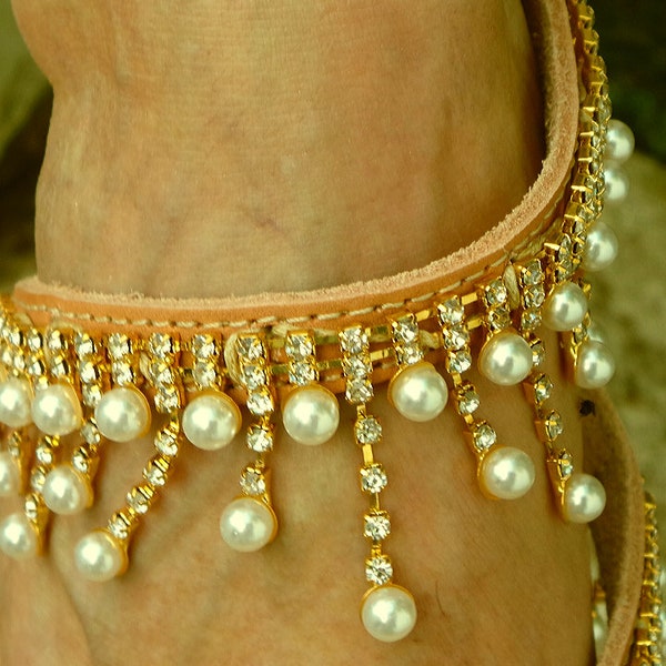 Silk Sandals with Pearl Design