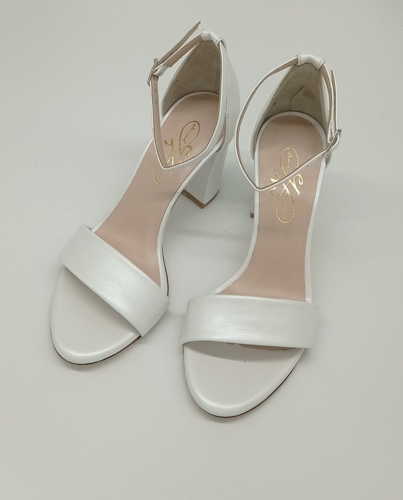 Custom Wedding Block Heels Chunky Leather Heels Wedding Block