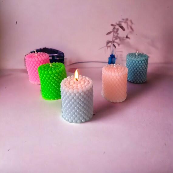 Bubblekerze rund, Stumpenkerze bunt, Geschenk