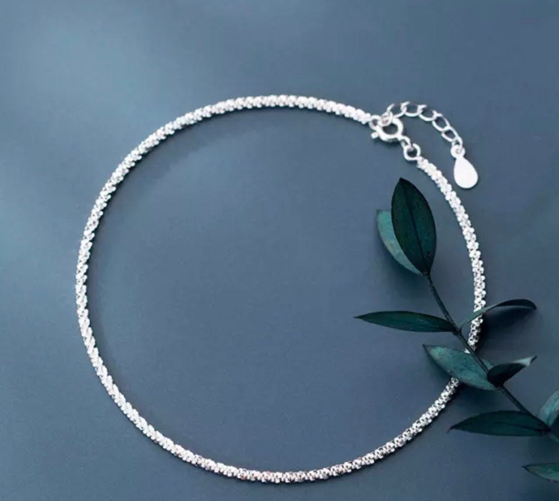 925 Sterling Silver Single Anklet Etsy