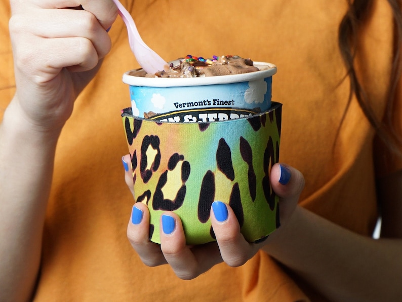 Best Friend Pre-Printed 2-Pack Wild Couple Ice Cream Pint Cozies His and Hers S Camo Cheetah Ice Cream Coolie Newly Wed Gift