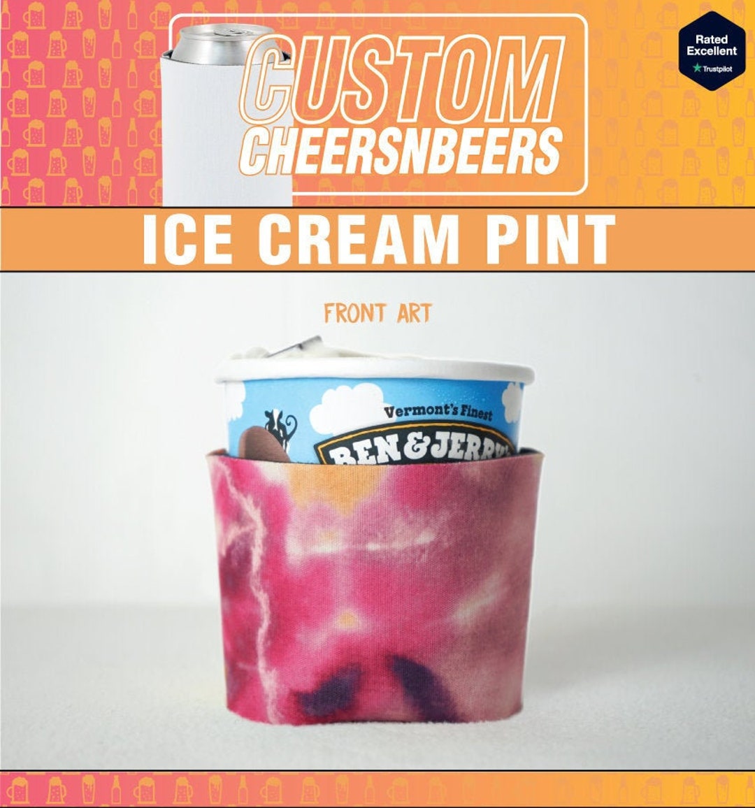 Pink Tie Dye Ice Cream Pint Coolie Cute Ice Cream Sleeve Etsy