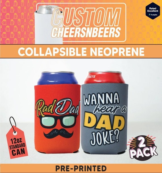 2Pack Father's Day Can Coolers Collapsible Neoprene 12oz Etsy