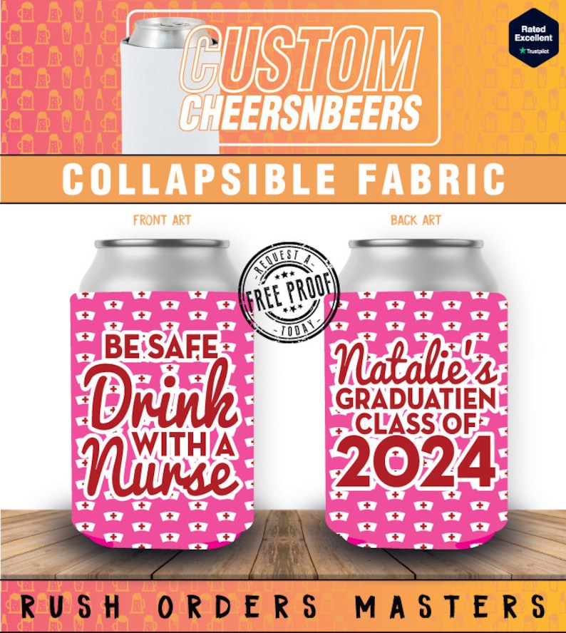 Graduation Collapsible Can Cooler 2 My Happy Class Is Outta Here Personalized Can Coolers Customized Drink Coolie Party Favor and Gift