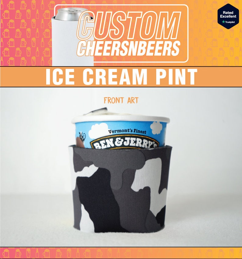 Best Friend Pre-Printed 2-Pack Wild Couple Ice Cream Pint Cozies His and Hers S Camo Cheetah Ice Cream Coolie Newly Wed Gift