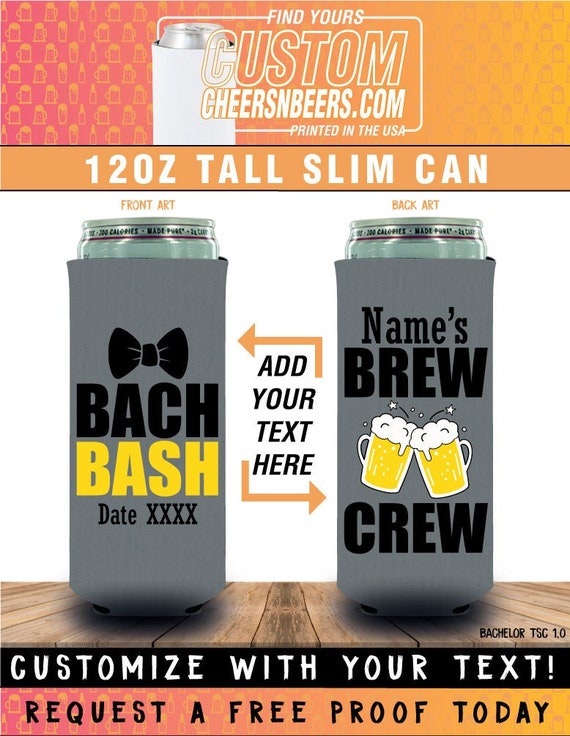 Bachelor Slim Can Coolies Bach Bash Personalized Slim Can Etsy