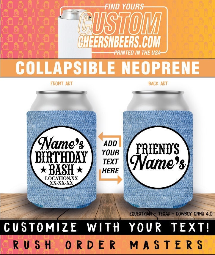 Equestrian Neoprene Can Cooler Birthday Bash Party Etsy