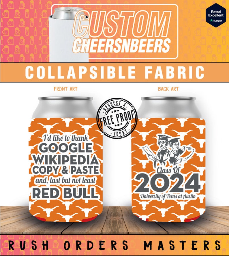 Graduation Collapsible Can Cooler 2 My Happy Class Is Outta Here Personalized Can Coolers Customized Drink Coolie Party Favor and Gift