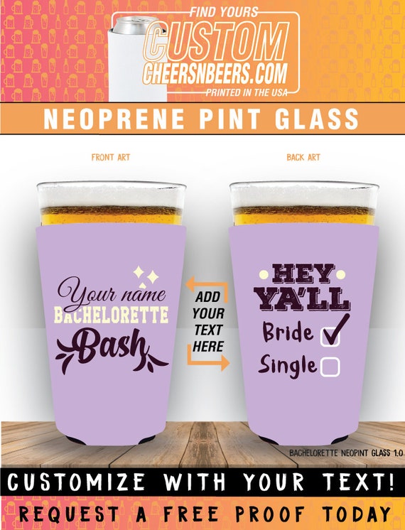Bachelorette Neoprene Pint Glass Cooler Bachelorette Bash Etsy